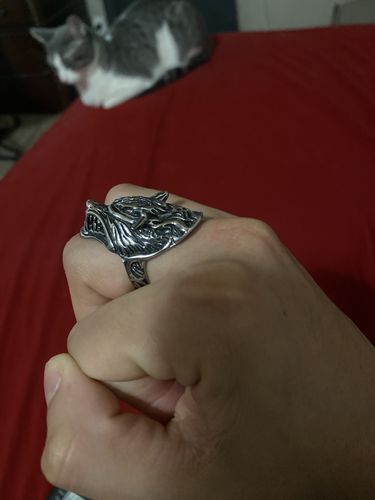 Customer photo review of Snarling Wolf Ring