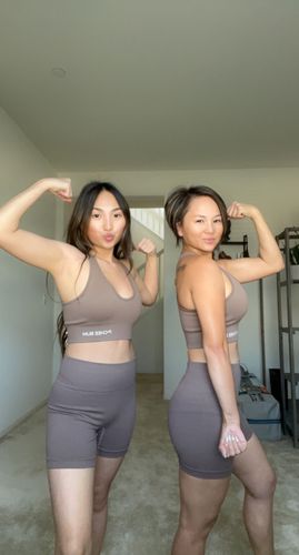 Customer photo review of Brown Racer Back Bra and Short Set