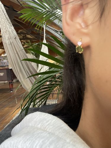 Customer photo review of 3 Stone Mini Hoops
