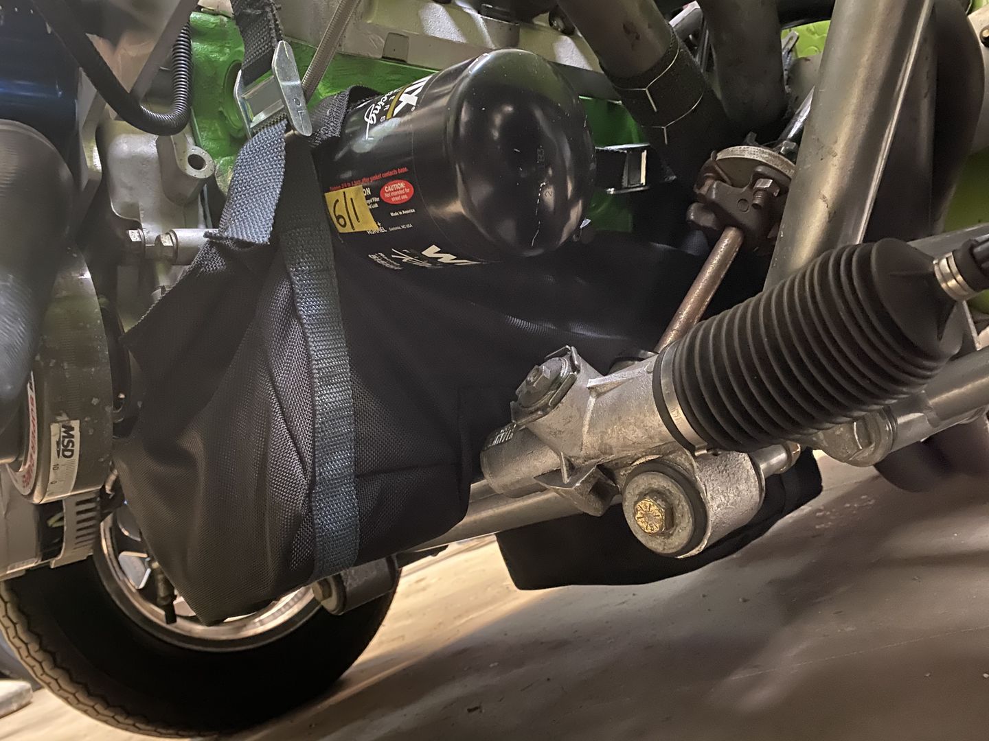 Customer photo review of Motion Raceworks SBF Engine Diaper for Dual Sump for Moroso 20534 / 20520 and similar Oil Pan