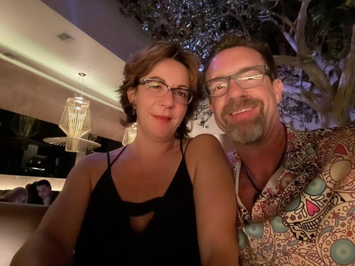 Customer photo review of Men's Funny Skull Print Short Sleeve Shirt