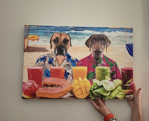Customer photo review of 'The Beach Dogs' Personalized 2 Pet Canvas