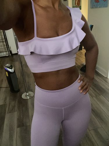 Customer photo review of One Shoulder Ruffle Bra - Purple Rose