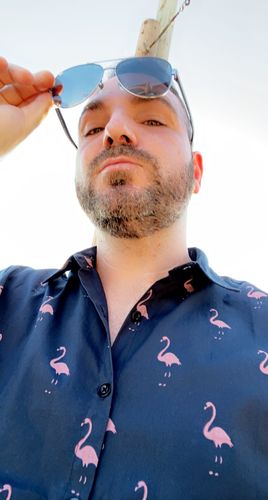 Customer photo review of Men's Tropical Flamingo Animal Button Up Casual Hawaiian Holiday Short Sleeve Shirt
