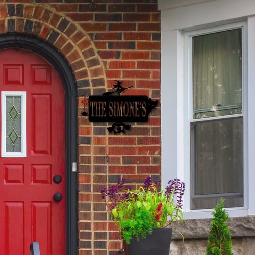Customer photo review of Personalized Halloween Door Sign