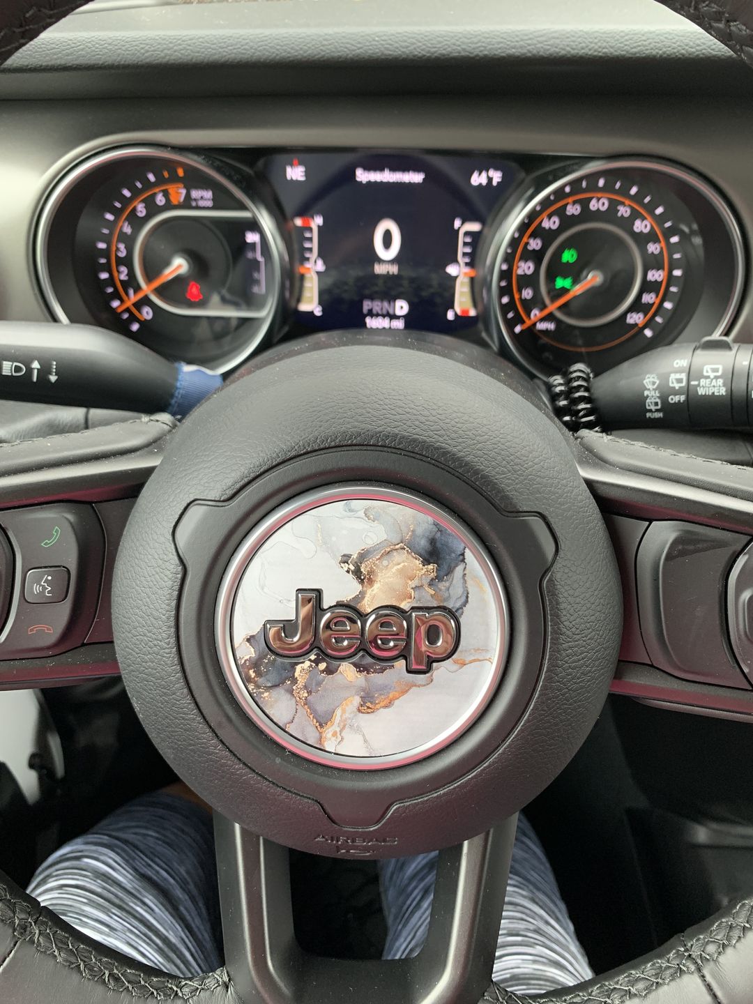 Customer photo review of Marble Print Steering Wheel Decal for Jeep vehicles