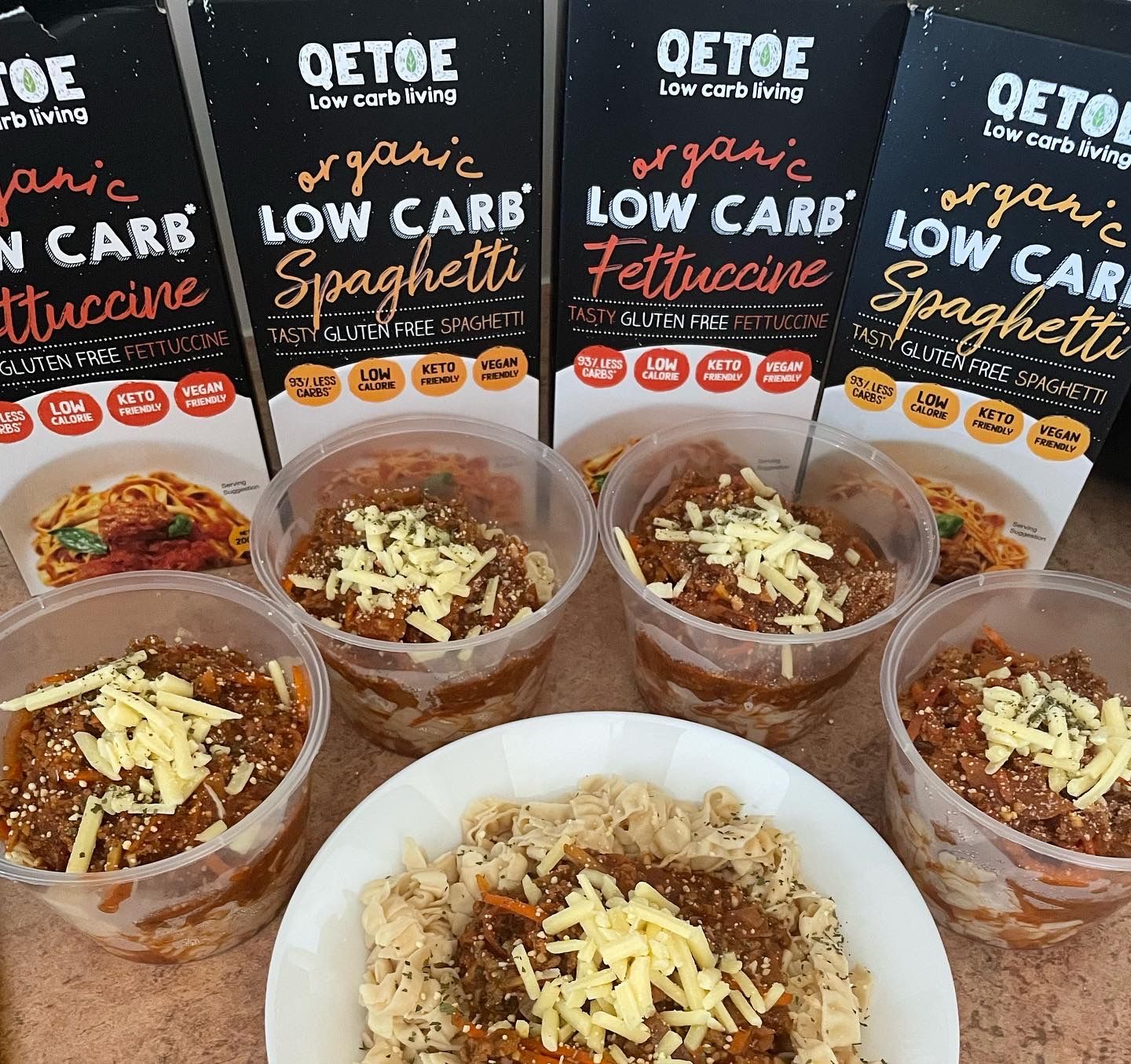 Customer photo review of Starter Pack. 2x Qetoe Low Carb Spaghetti, 2 x Qetoe Low Carb Fettucine.