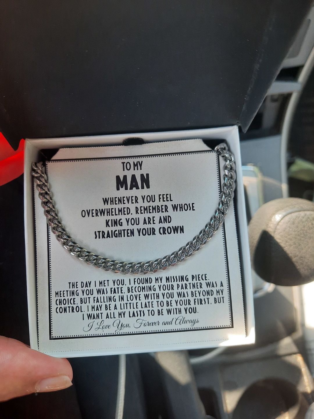 Customer photo review of To My Man - Straighten Your Crown - Cuban Link Chain Necklace