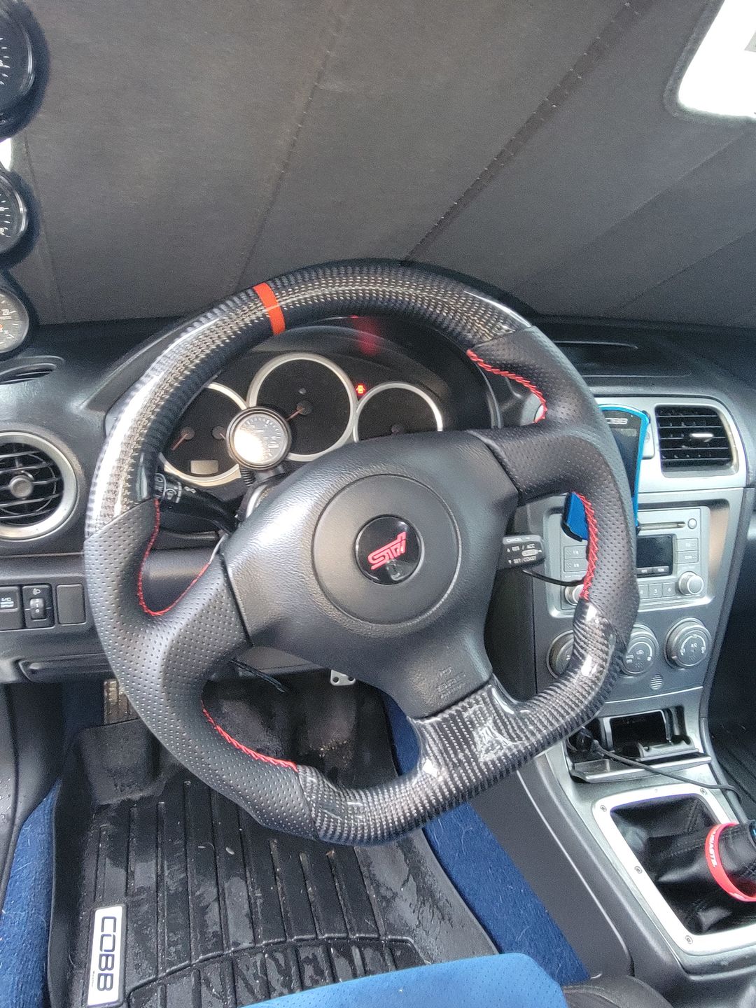 Customer photo review of 2005-07 Subaru WRX STI Carbon Fiber Steering Wheel