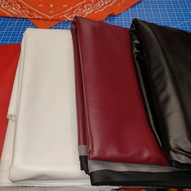 Customer photo review of Burgundy Stretch Faux Leather