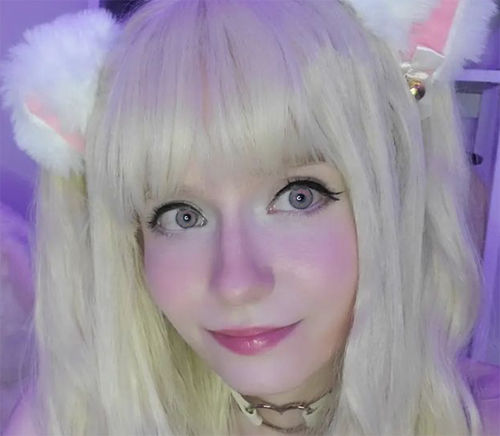 Customer photo review of Fantastic Baby Kitty Pink Colored Contact Lenses