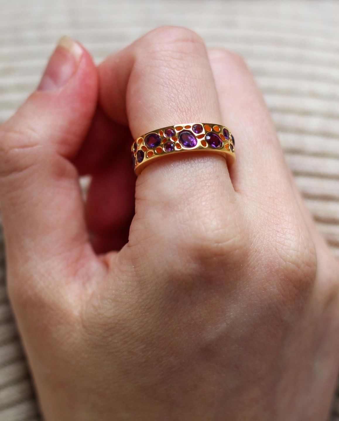 Customer photo review of Amethyst Lattice Band Ring