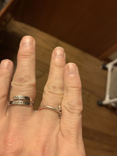 Customer photo review of "FAITH OVER FEAR" Sterling Silver Cross Ring