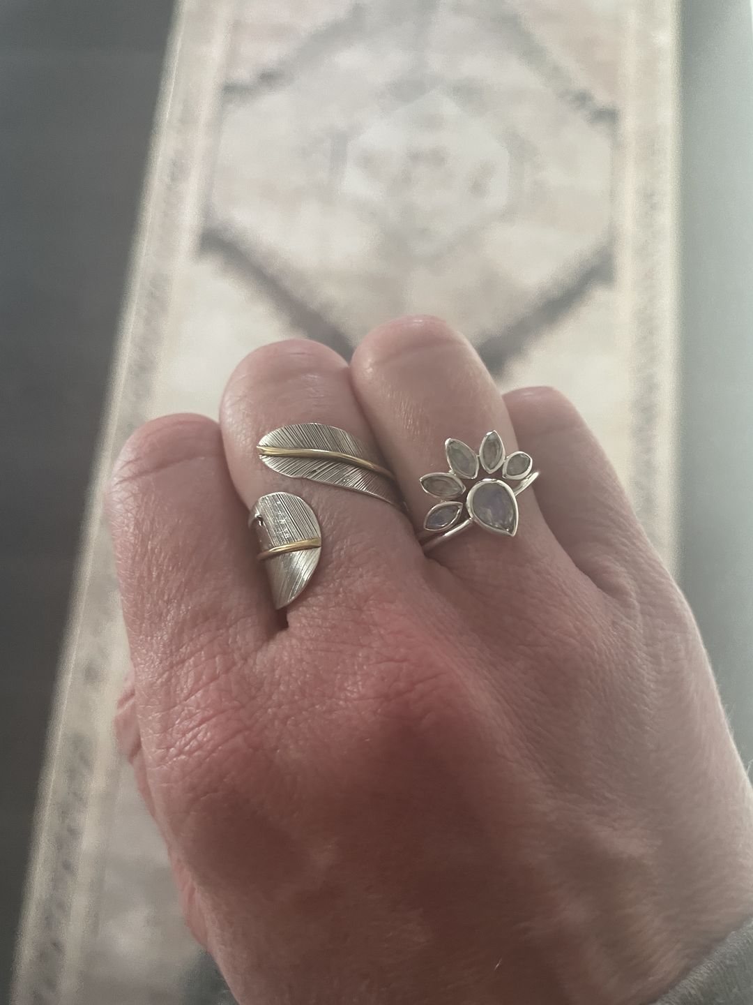Customer photo review of Boho Feather Silver Ring