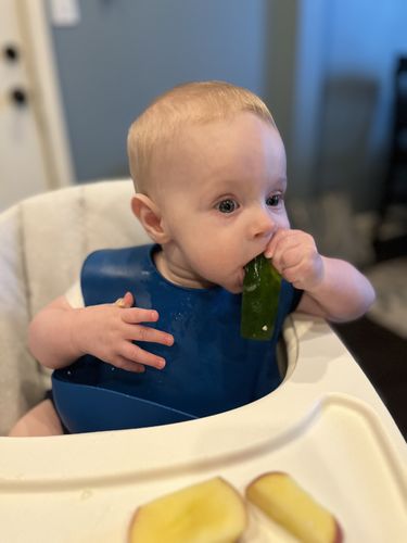 Customer photo review of Silicone Baby Bib - Navy