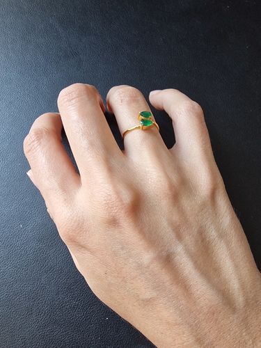 Customer photo review of Green Onyx Teardrop Ring (Gold)