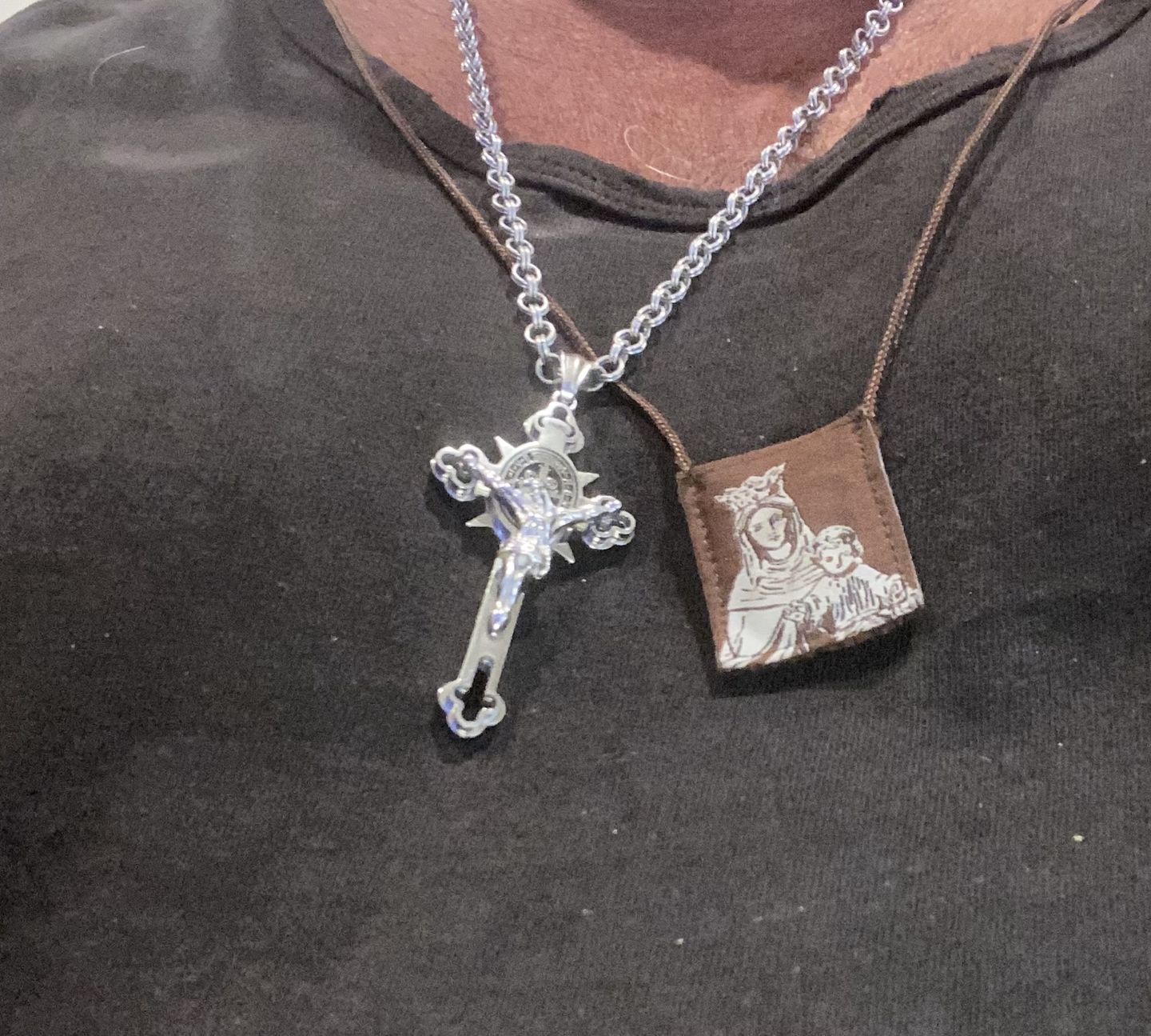 Customer photo review of Premium Brown Scapular, Brown & Cream, Our Lady of Mt. Carmel with Promise