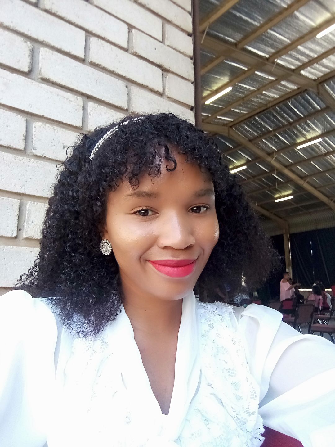 Customer photo review of Brazilian Kinky Curl Fringe - Gabby