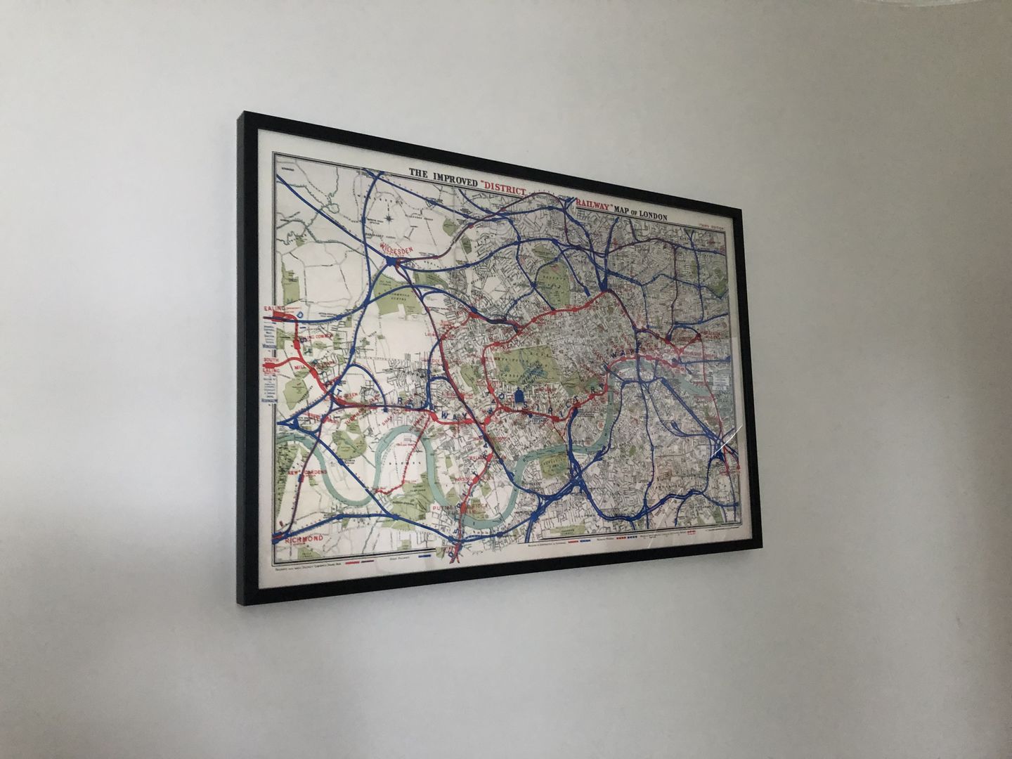 Customer photo review of Old London District Railway Map, 1884, Third Edition - Early Underground Piccadilly, Circle, District Tube Map