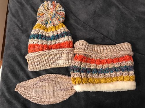 Customer photo review of 3-Piece Winter Knitted Beanie Mask Scarf Set
