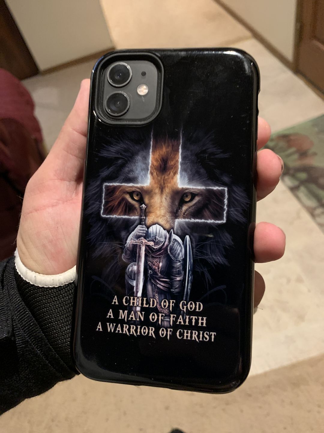 Customer photo review of A child of God a man of faith a warrior of Christ Christian phone case