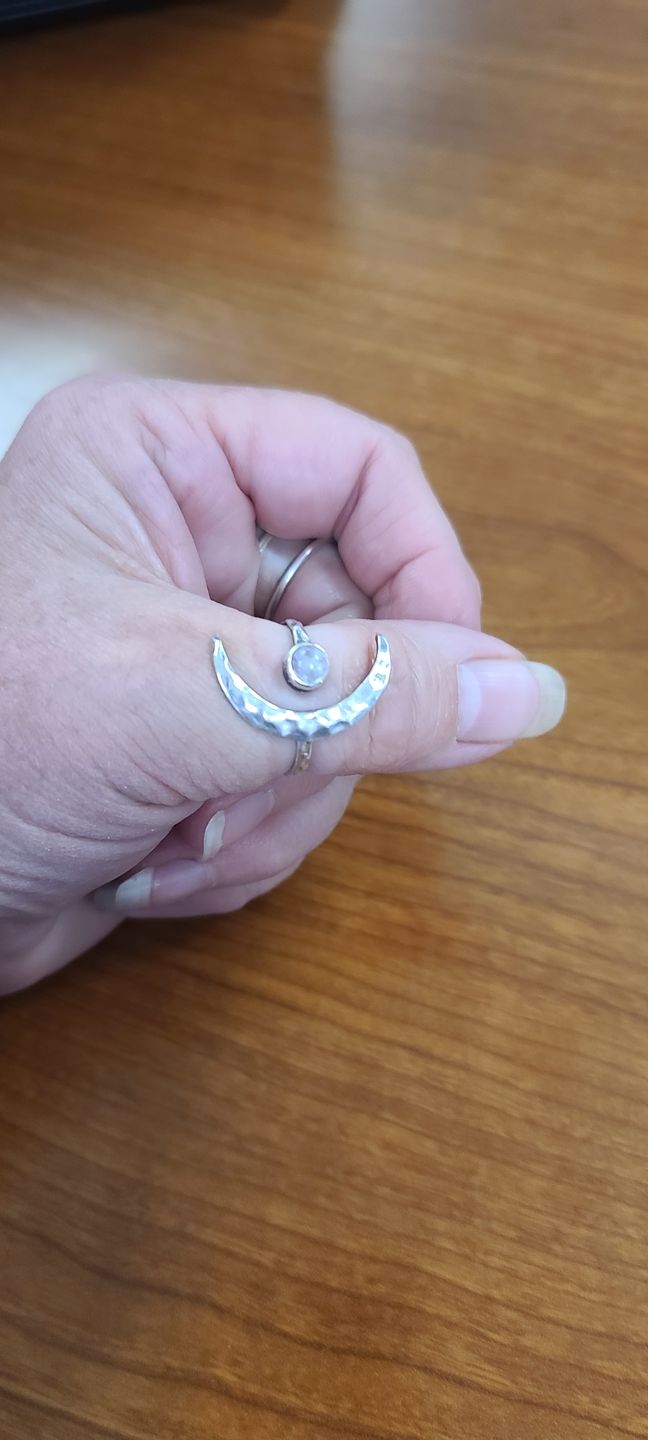 Customer photo review of Sterling Silver Crescent Moon Ring with Moonstone