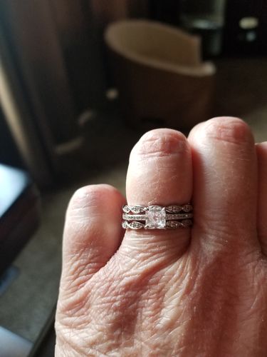 Customer photo review of Solitaire Woven 1ct Princess CZ Ring Set in Sterling Silver