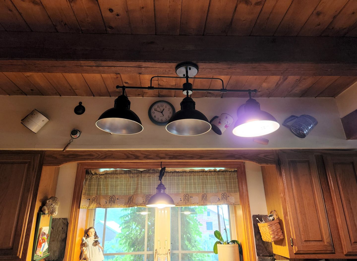 Customer photo review of Industrial 3-light Island Pot Lid Dome Pendant