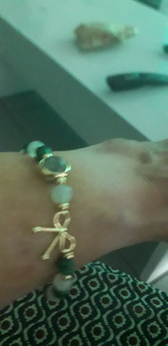 Customer photo review of Bracelet anti-douleur en malachite et pierre de lune | Or fin