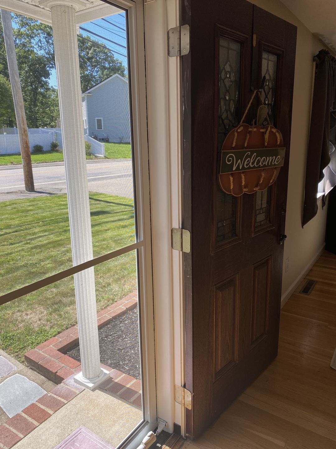 Customer photo review of Pease Satin Nickel Hinge Set (4" x 4", 3 hinges in set)