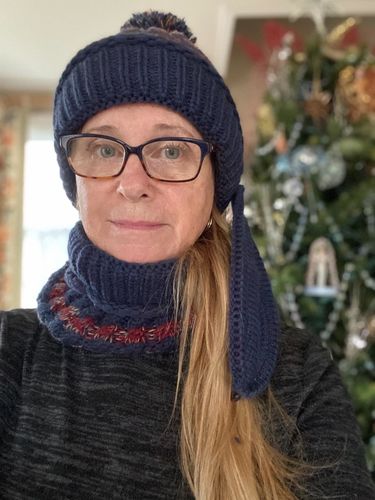 Customer photo review of 3-Piece Winter Knitted Beanie Mask Scarf Set