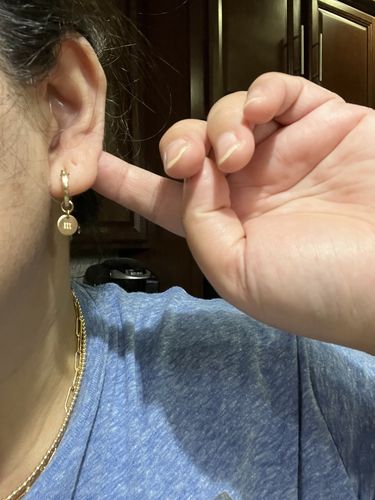 Customer photo review of old english initial hoops (15mm)