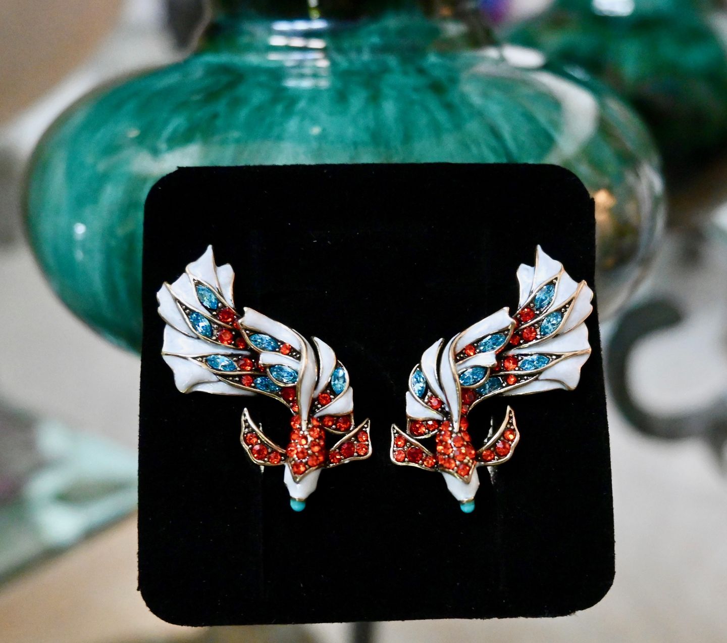 Customer photo review of HEIDI DAUS®"Queen Koi" Enamel &  Crystal Fish Button Earrings