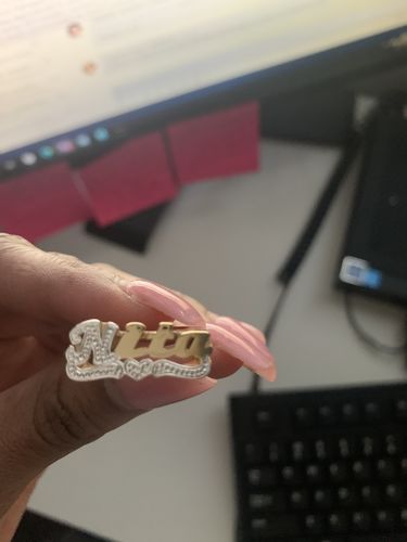 Customer photo review of Script Name Ring