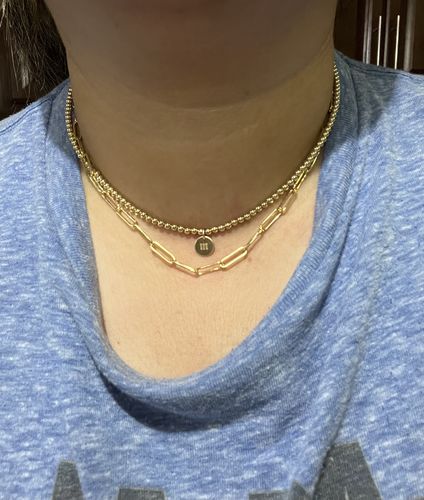 Customer photo review of old english initial juno choker