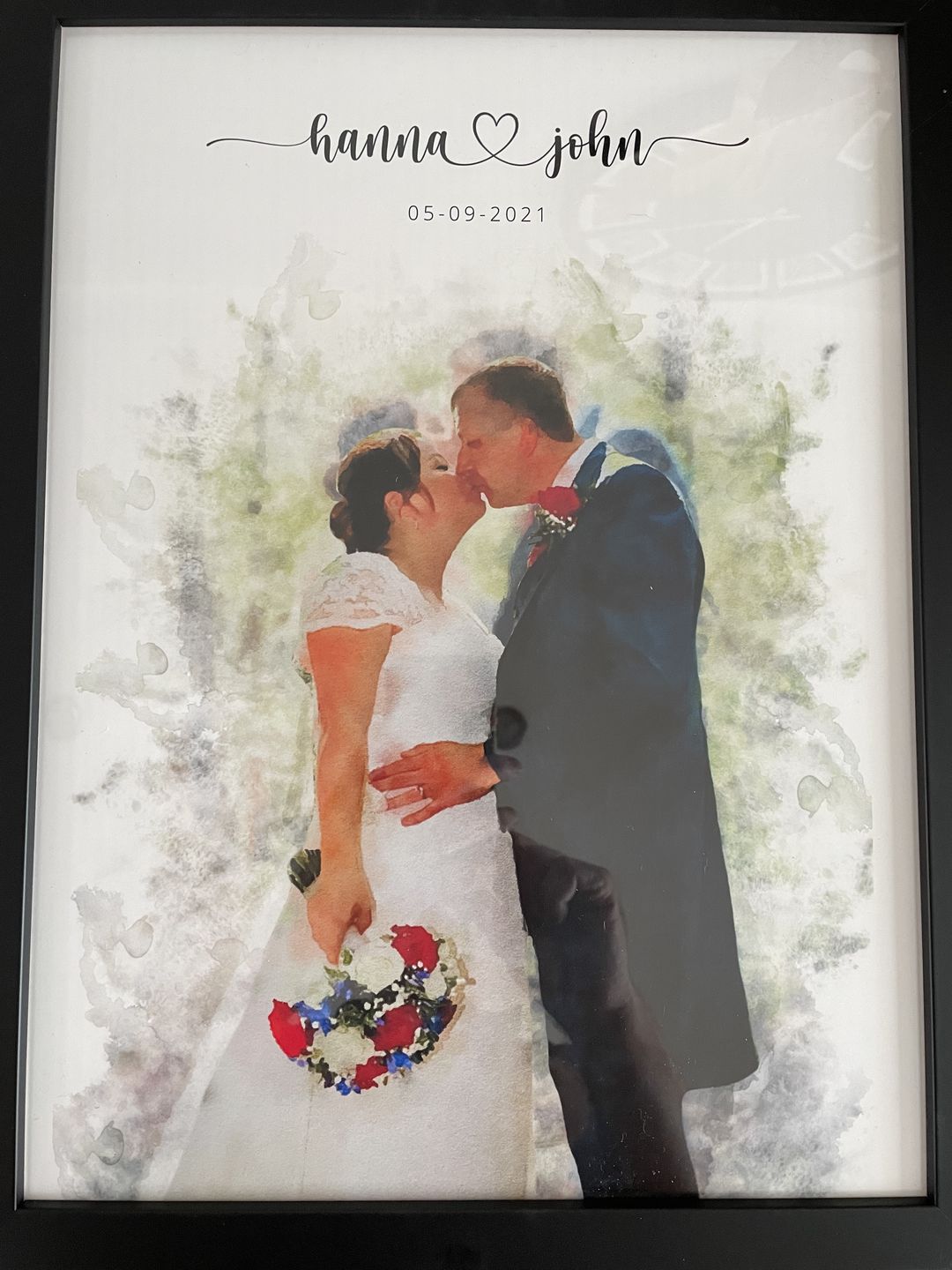 Customer photo review of Custom Newly Married Anniversary Wedding Couple Portrait