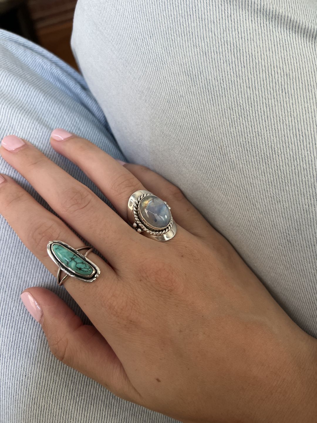 Customer photo review of Southwestern Style Authentic Turquoise Ring Sterling Silver