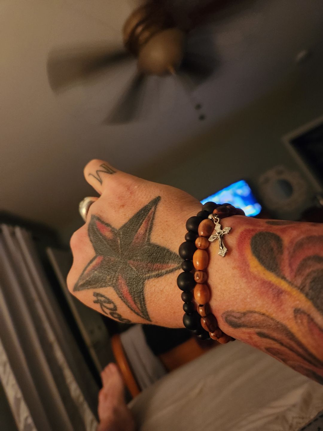 Customer photo review of Olive Wood Beads Bracelet with Pendant - Holy Land Bracelets