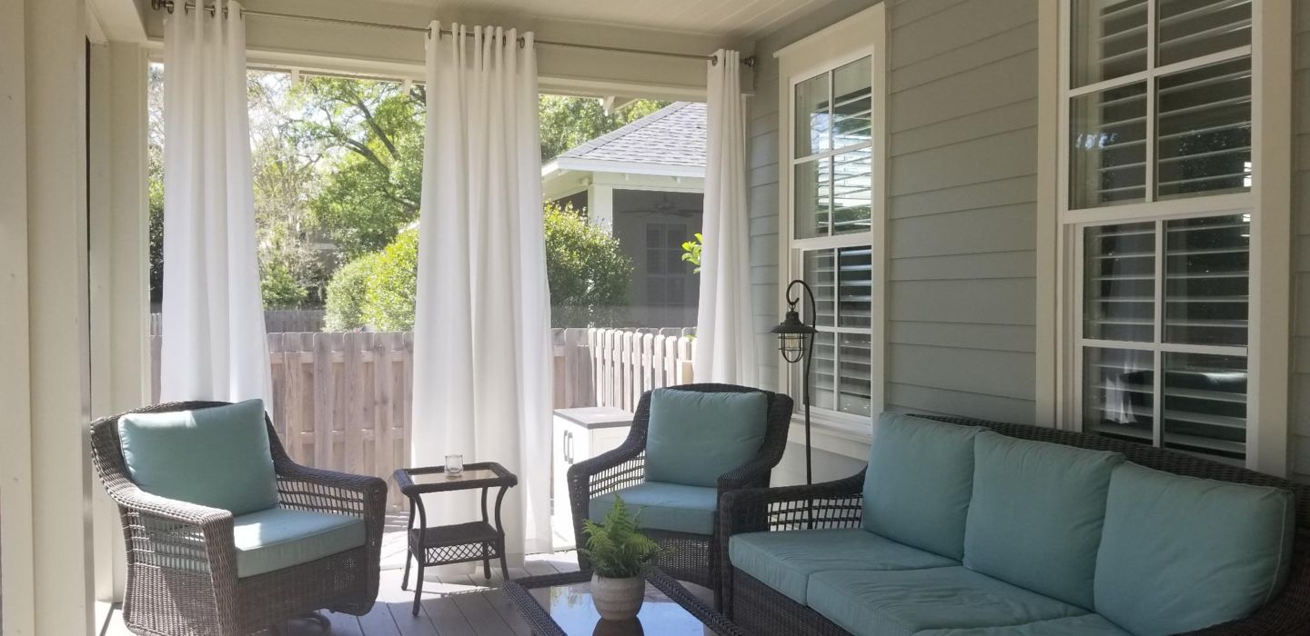 Customer photo review of Waterproof Grommet Top Patio Curtain 1 Panel