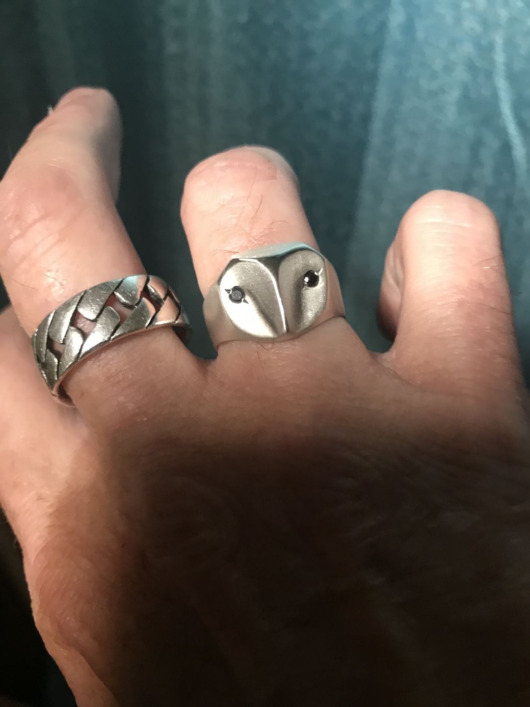 Customer photo review of Black Diamond Owl Ring