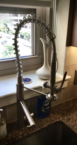Customer photo review of Klempner Professional Pull Down Spray Dual Handle Swivel Spout Kitchen Faucet