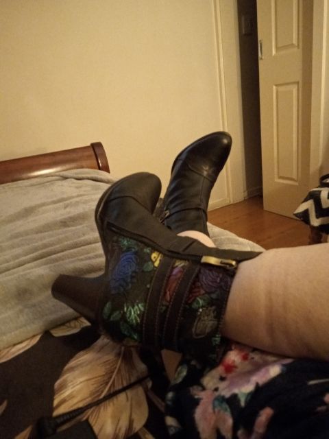 Customer photo review of Vintage Handmade Embossed Adjustable Ankle Boots