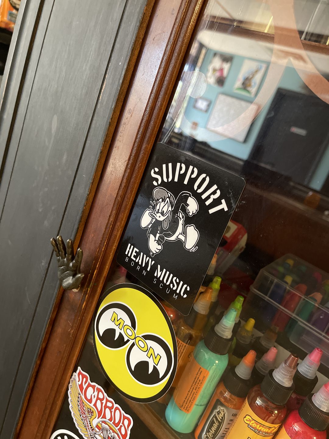 Customer photo review of SUPPORT HEAVY MUSIC STICKER