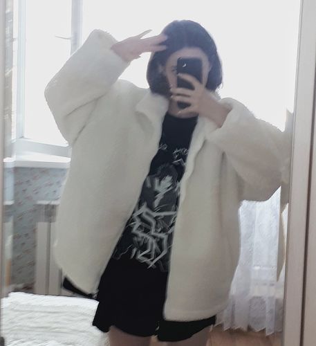Customer photo review of Harajuku Style "Progress" Fleece Fluffy Jacket