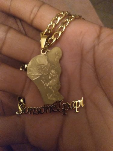 Customer photo review of Lovers Charm™ 18K Custom Engraved Necklace