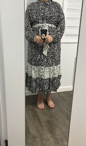 Customer photo review of CONTRAST DOTTED SHIRT DRESS