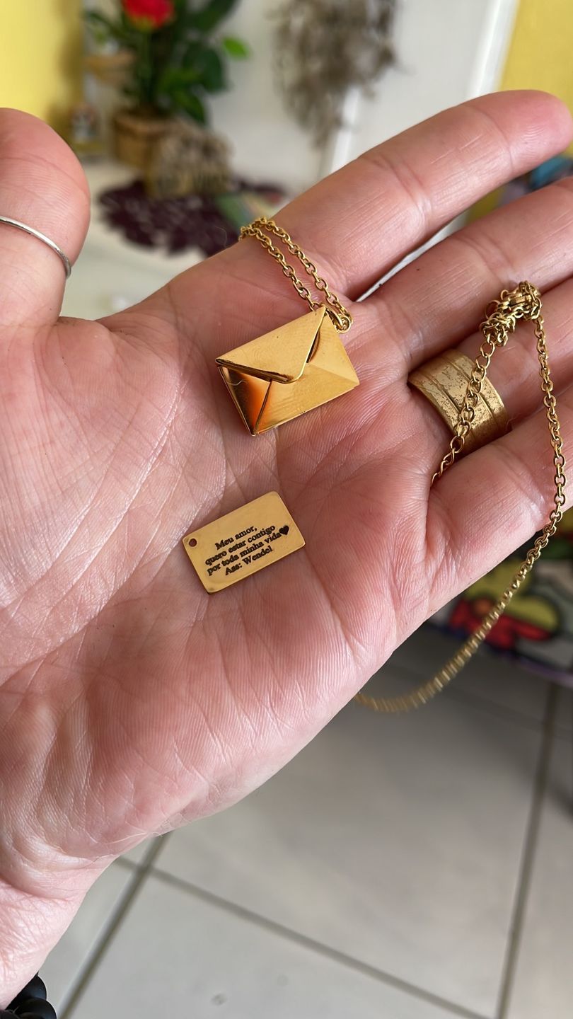 Customer photo review of Personalized Envelope Necklace