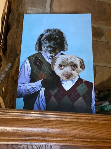 Customer photo review of Step-Doggos: Personalized 2 Pet Canvas
