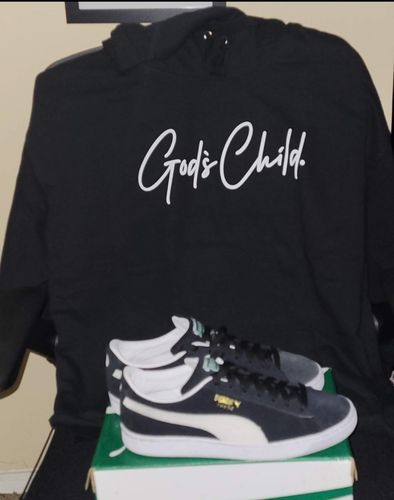 Customer photo review of God`s Child "Big Signature" Fleece Pullover Hoodie (Black & White)