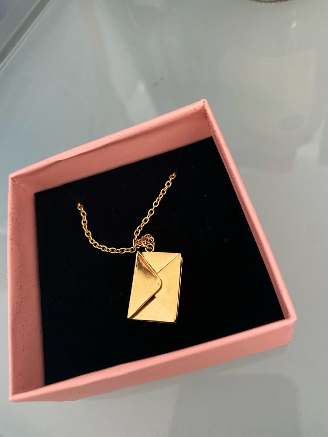 Customer photo review of Personalized Envelope Necklace
